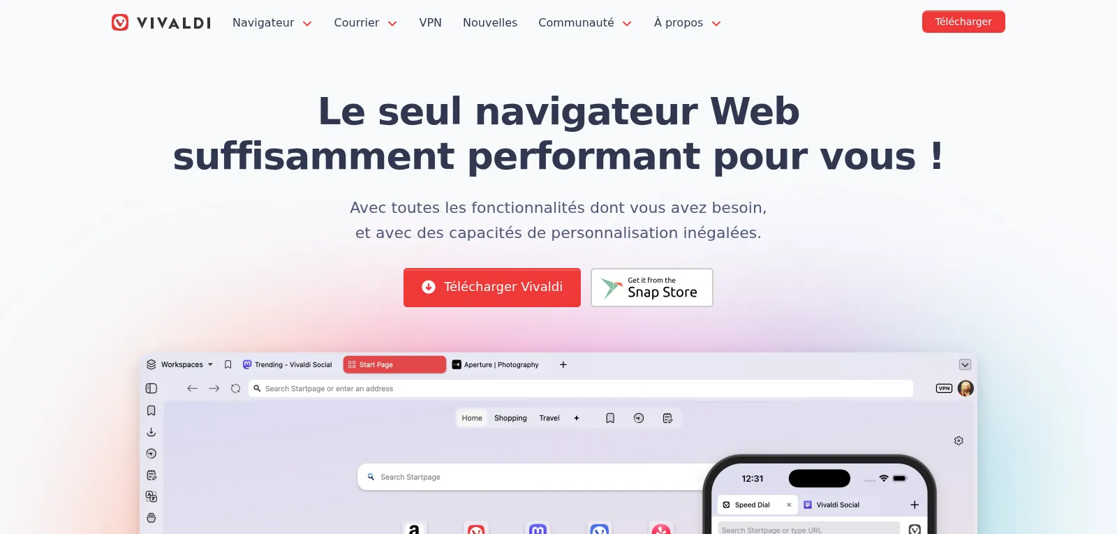 Capture d'écran de Vivaldi