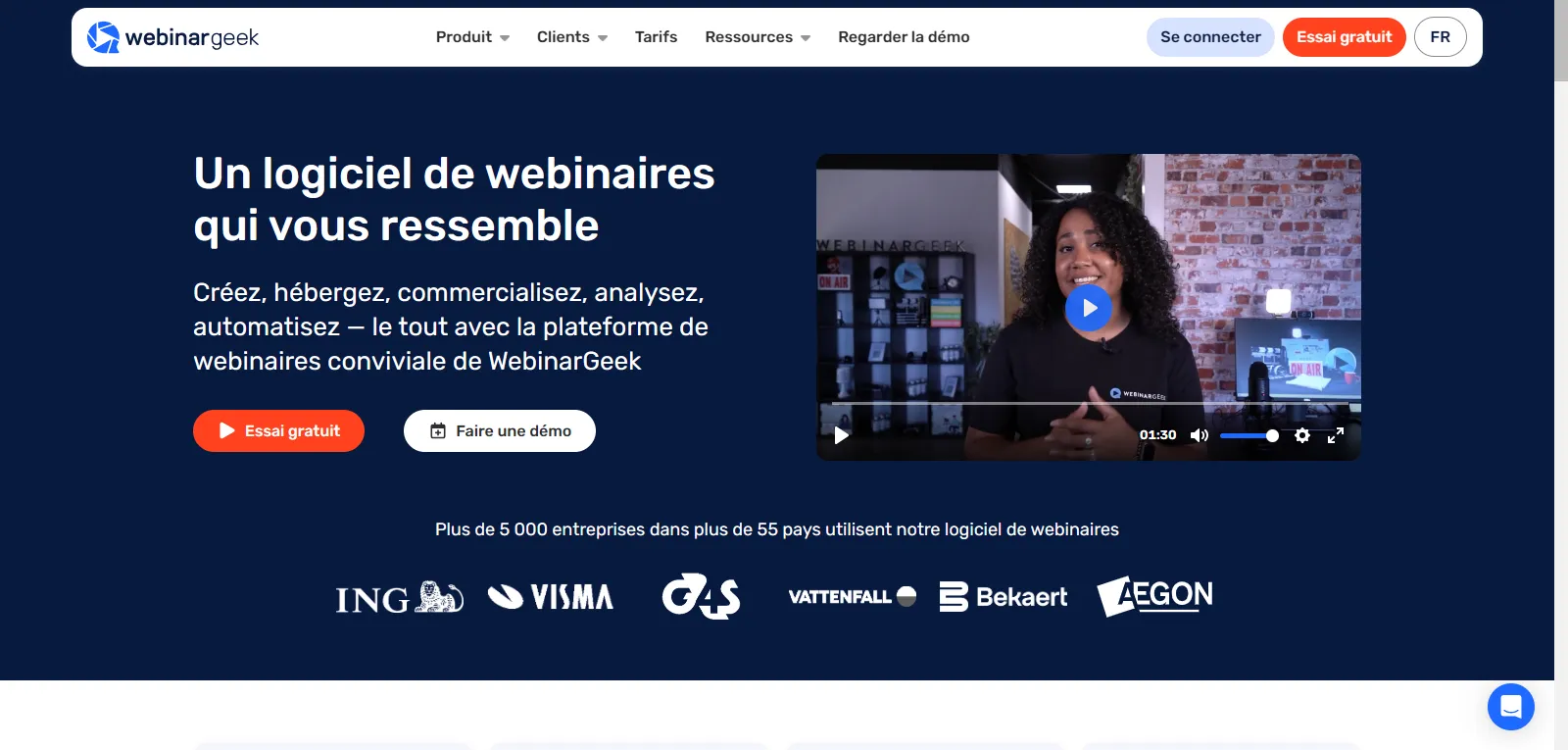Capture d'écran de WebinarGeek