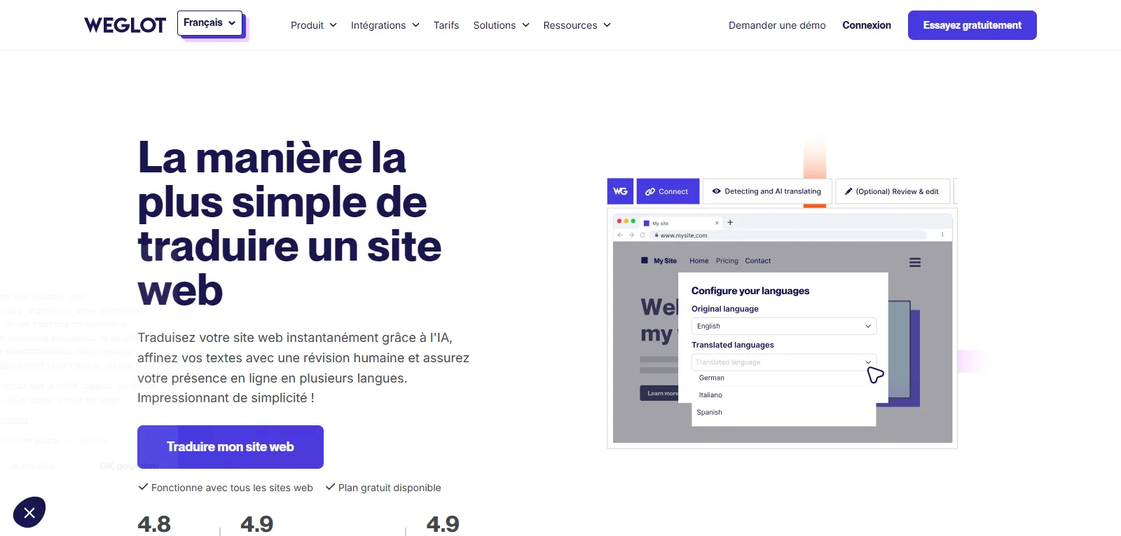 Capture d'écran de Weglot