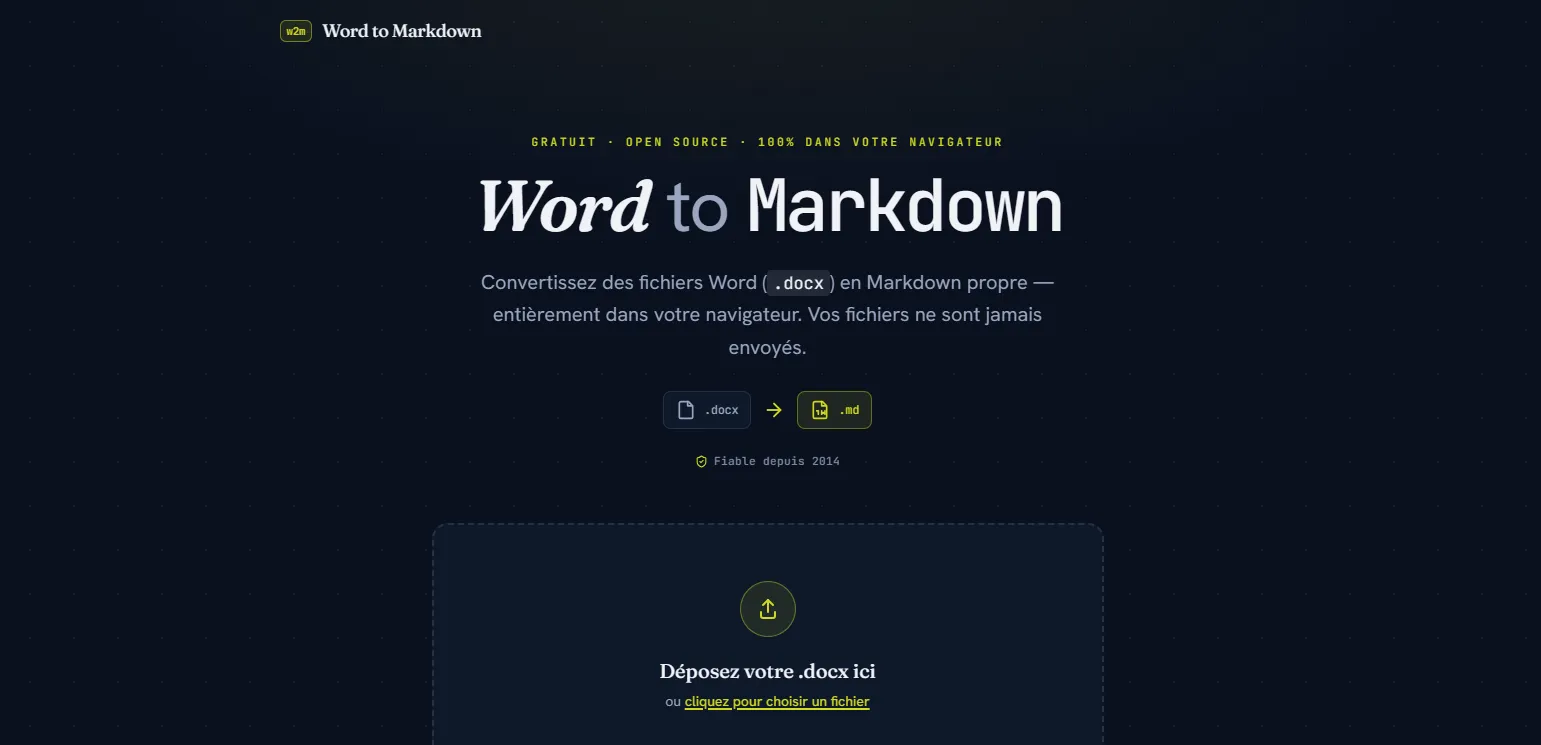 Capture d'écran de Word to Markdown